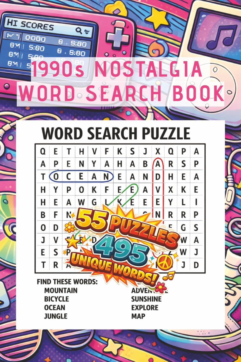 1990s Nostalgia Word Search Book